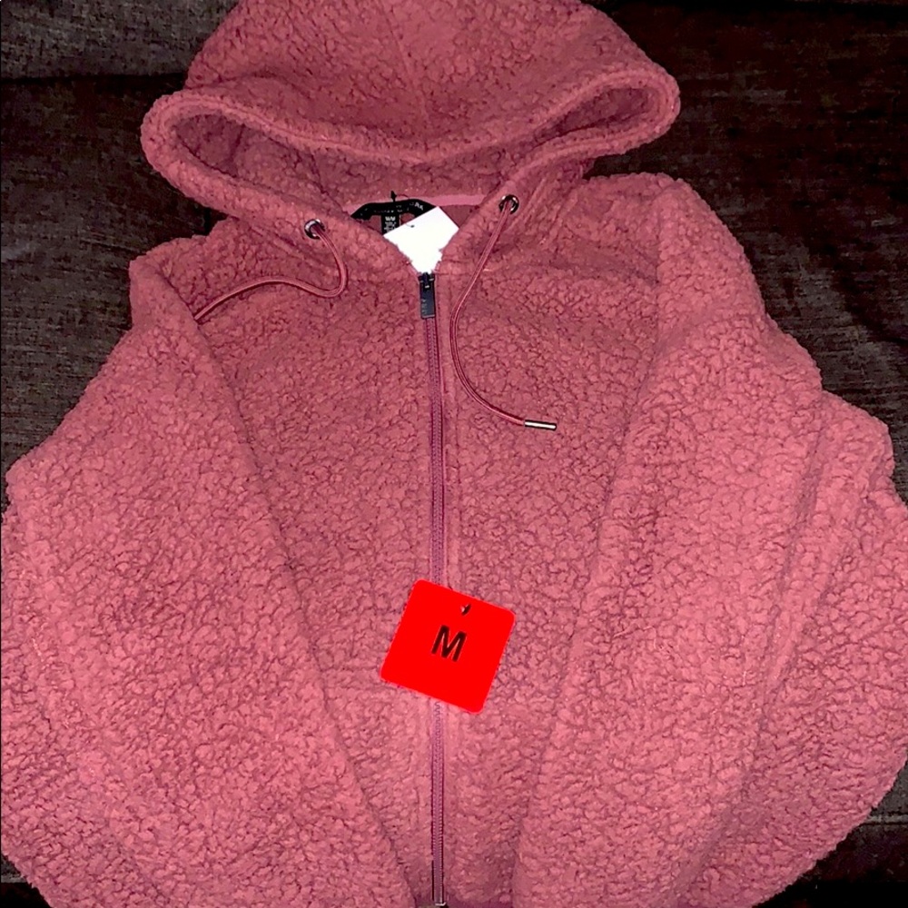 Fuzzy zip up sweat shirt